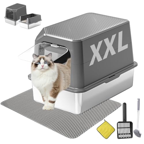 Arenero para gato XXL de acero inoxidable con tapa miniatura 1