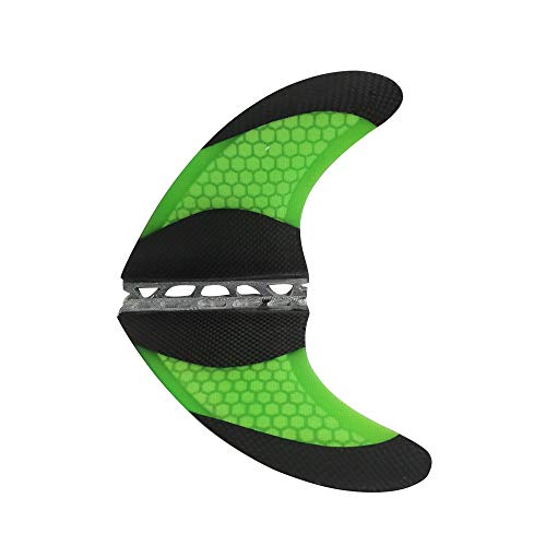 UPSURF Surfboard Tri Single tab Fin L Size Carbon+Fiberglass+Honeycomb G7 (Orange/Green/White) (Green) by UP SURF - Image 4