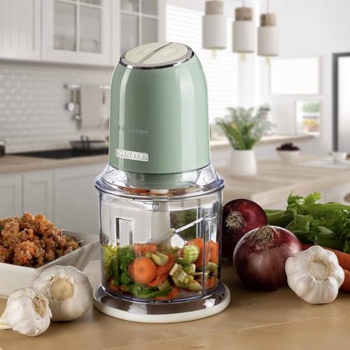 Ariete 438, Triturador e Processador de Alimentos Vintage Verde, 600 ml, 4 Lâminas de Aço Inoxidável