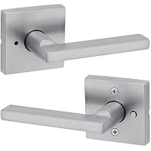 Kwikset 730HFLSQT-26D Halifax Lever with Square Rose Privacy Door Lock with 6AL Latch and RCS Strike Satin Chrome Finish