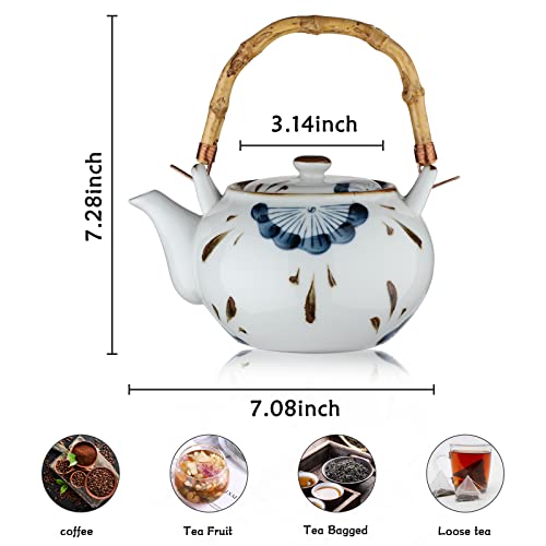 Ceramic Teapot Japanese Style Porcelain Teapot With Rattan Handle Restaurant Office Filter Tea Pot Drinkware Tea Kettle #TOP1