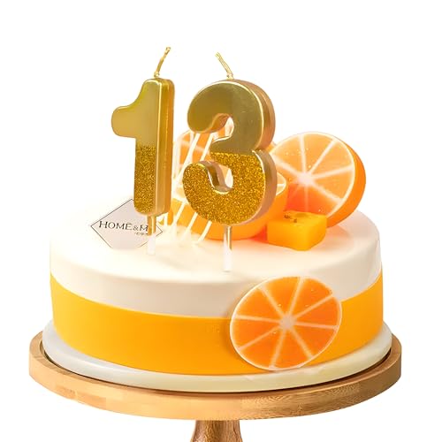 Image of Birthday Number Candles 0 Kids Cake Decoration Sparkle Gold Metallic Drip-Resistant Candle for Wedding Anniversary Graduation Retirement Celebration Size 5 x 3.5 cm