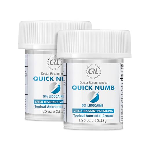Image of Clinical Resolution Quick Numb 5% Lidocaine Topical Cream for Fast Skin Numbing, Maximum Strength, Enriched with Vitamin E & Aloe (1.25 Oz, Pack of 2)
