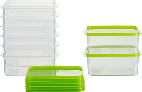 MiraHome Gefrierdosen 8x0,5L rechteckig grün – Vorratsdosen mit Deckel luftdicht – Transparente Frischhaltedosen mit Deckel – Aufbewahrungsbox Küche für Mealprep & Organisation – Austrian Quality