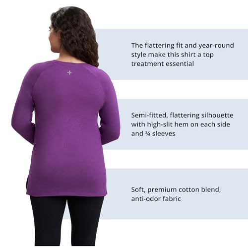 Care+Wear - Women’s Long-Sleeve Chest Port Access Shirt (X-Large, Plum) - Ideal for Chemotherapy - Comfortable and Flattering Fit - All-Day Comfort and Effortless Style