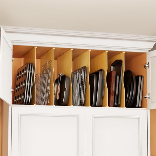 SpaceAid 6 Pack Tray Dividers for Cabinets, Pressboard Kitchen Cookie Baking Sheet Organizer for Cabinet, Vertical Pan and Trays Organizers for Pantry Storage