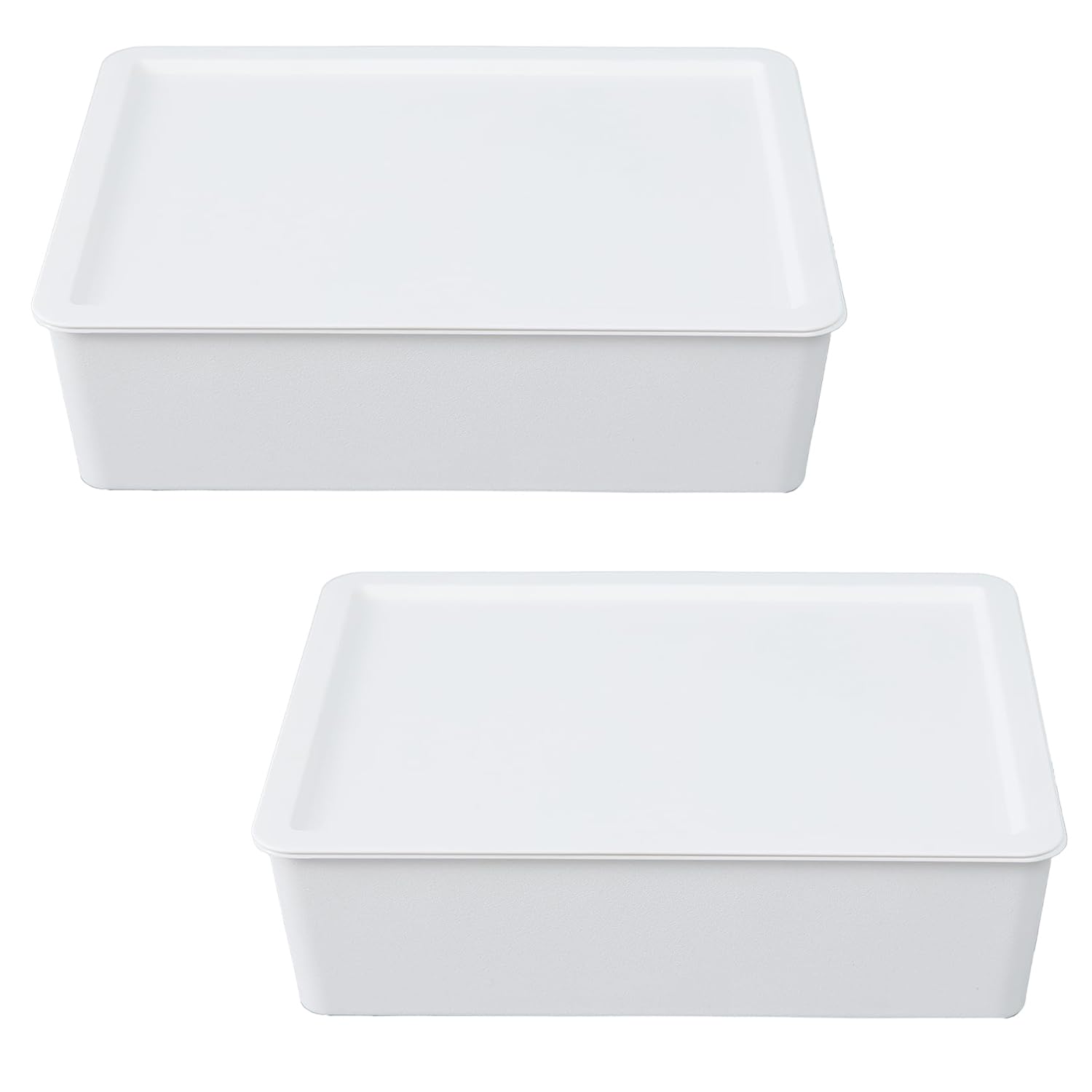 Kuber Industries Multipurpose Sturdy Cloth Storage Box/Basket with Lid-Pack of 2 (White)