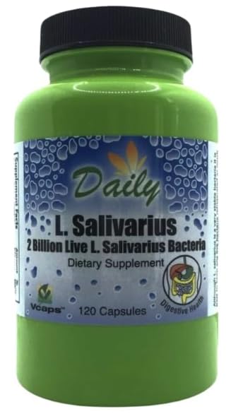 Daily Manufacturing L-Salivarius (Probiotic) 120 Delayed-Release Capsules (Pack of 1) and Pill Box byGeoMetal