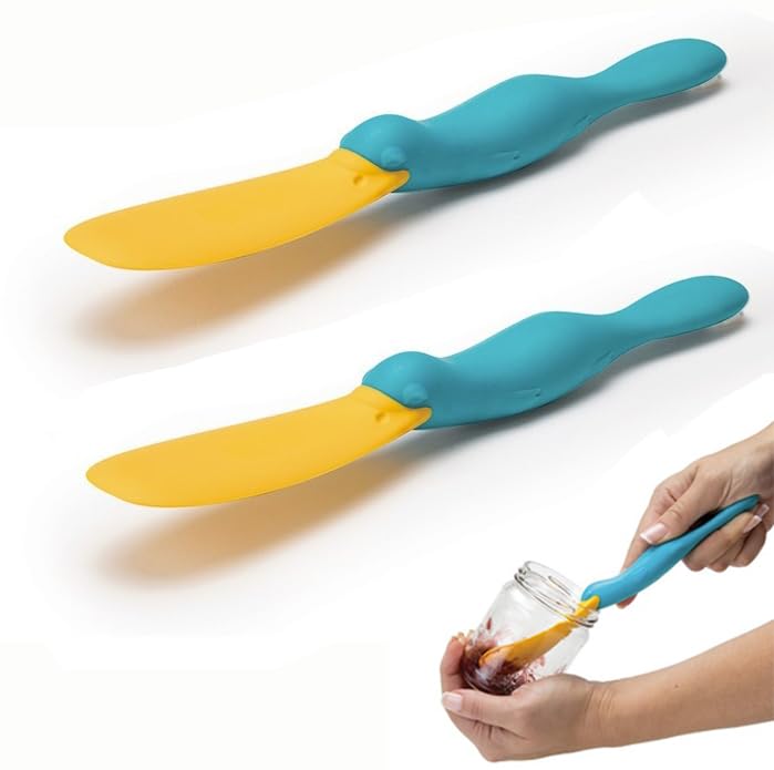 2 Pack Cheese Spatula, Platypus Cheese Butter Spatula, Silicone Scraper Sauce Jar Spatula, Kitchen Gadgets Bread Cheese Spreader Brush (2Pcs)