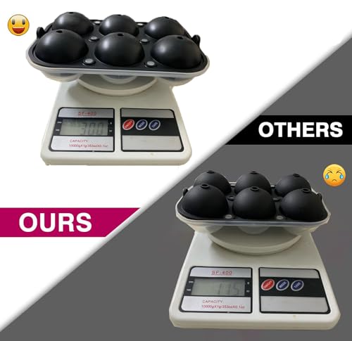 KARP Premium Imported Ice Ball Maker | Silicone 6 Cavity Easy Release 6Cm Round Whiskey Mould with Lid & Funnel for Cocktail & Bourbon - (Color-Black, Weight-300Grams)