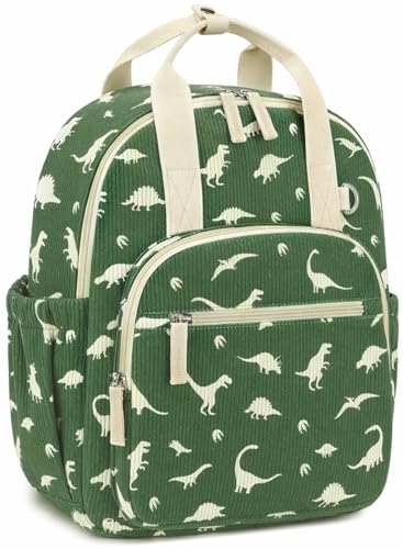 Image of Bluboon Toddler Backpack for Girls Boys 2-4 Cute 12 inch Preschool Kindergarten Backpacks Kids Daycare Bags School Travel (Dinosaur Green Corduroy L, Age 4-8 (15 inch H Fit A4 Folder))