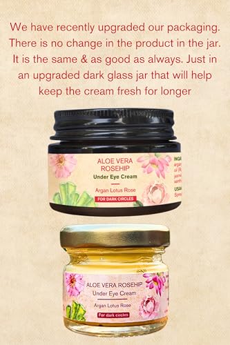 Image of The Nature Mill Aloe Vera Rosehip Under Eye Cream. All natural cream for dark circles removal. Wrinkles, fine lines, & puffy eyes reducer. Made with aloe vera & cold pressed oils | 20g