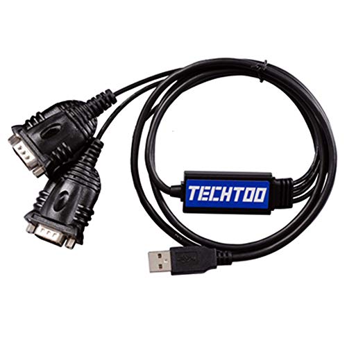 TECHTOO 2 Port Professional FTDI CHIP USB to RS232 Serial Cable DB9 Serial Adapter Converter 9-Pin Male to Male with Hexnuts (W/Hexnuts, 2 RS232 Port)