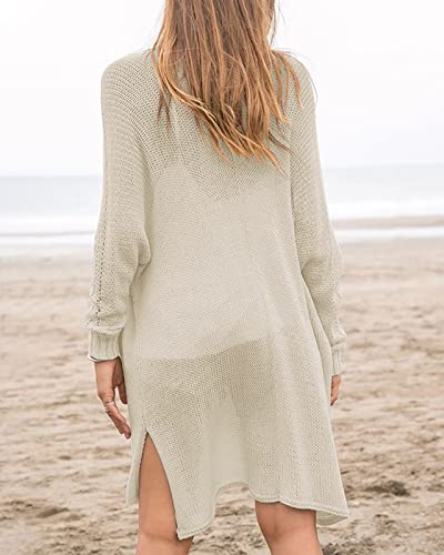 Image of Misassy Womens Open Front Knit Sheer Cardigans Summer Boho Lightweight Long Sleeve Kimono Long Sweater