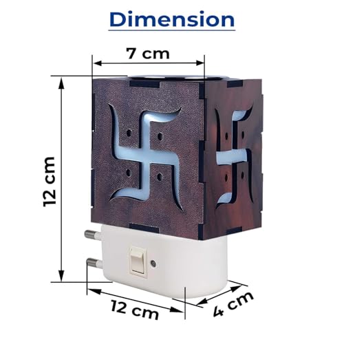 Image of Wooden Swastik Electrical Kapoor Dani /Camphor Diffuser Burner /Multipurpose Incense Aroma Dhoop Dani /Electrical Machine Stand for Home Fragrance /Room Freshener