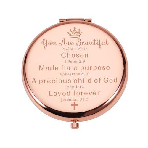 VANLOVEMAC Chrismas Stocking Stuffers for TeenGirls Confirmation Gifts for Teen Girls Pastor Wife Appreciation Gifts Becoming The Pastor's Wife Gifts for Women Compact Mirror Baptism