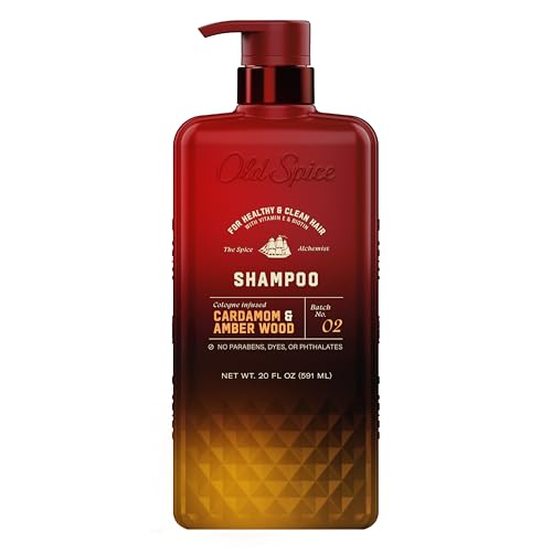 Old Spice Men's Shampoo, The Spice Alchemist Collection, Cologne-Infused Cardamom and Amber Wood Scent, Free of Parabens & Phthalates, 21.9 fl oz