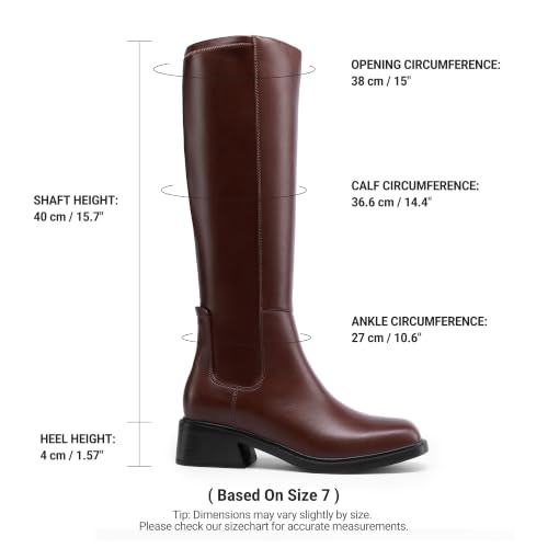 Image of DREAM PAIRS Women's Knee High Boots | Square Toe Low Block Heel Casual Comfort Riding Long Boots with Side Zipper