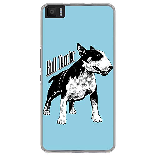 BJJ SHOP Funda Transparente para [ Bq Aquaris M5.5 ], Carcasa de Silicona Flexible TPU, diseño: Bull Terrier Blanco y Negro