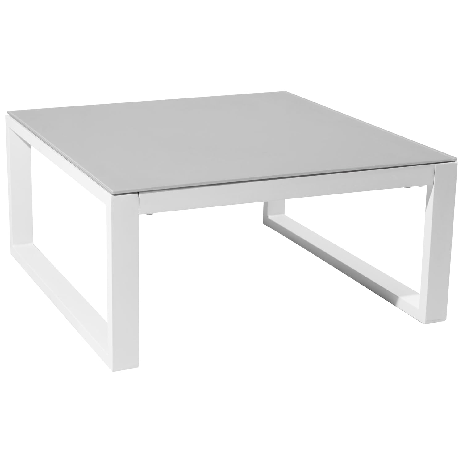 Happy Garden Salon de Jardin modulable Ibiza en Tissu Gris 4 Places - Aluminium Blanc