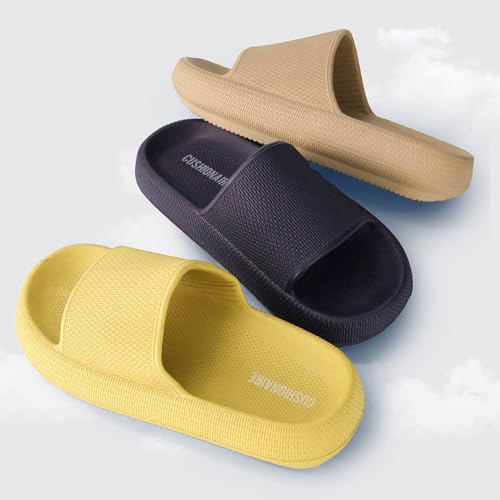 image for CUSHIONAIRE Feather EVA Slides for Women – Comfortable Slip On Women