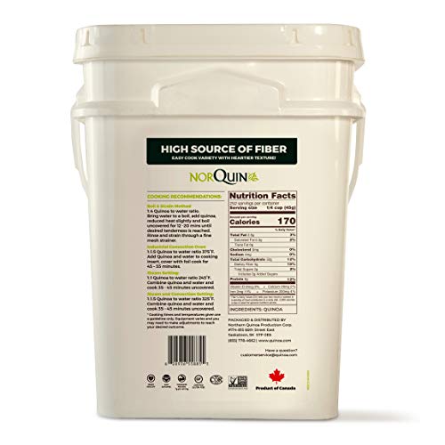 NorQuin Golden Quinoa Pail 252 Servings / 25 lbs - Big Bulk Bucket Great For Food Storage, Restaurants & Wholesale - Perfect Rice & Grain Alternative - Kosher Certified, Gluten Free, Non-GMO
