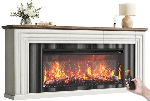 PRAISUN 70 Inch Fireplace TV Stand for 75 Inch TV, Farmhouse Modern...