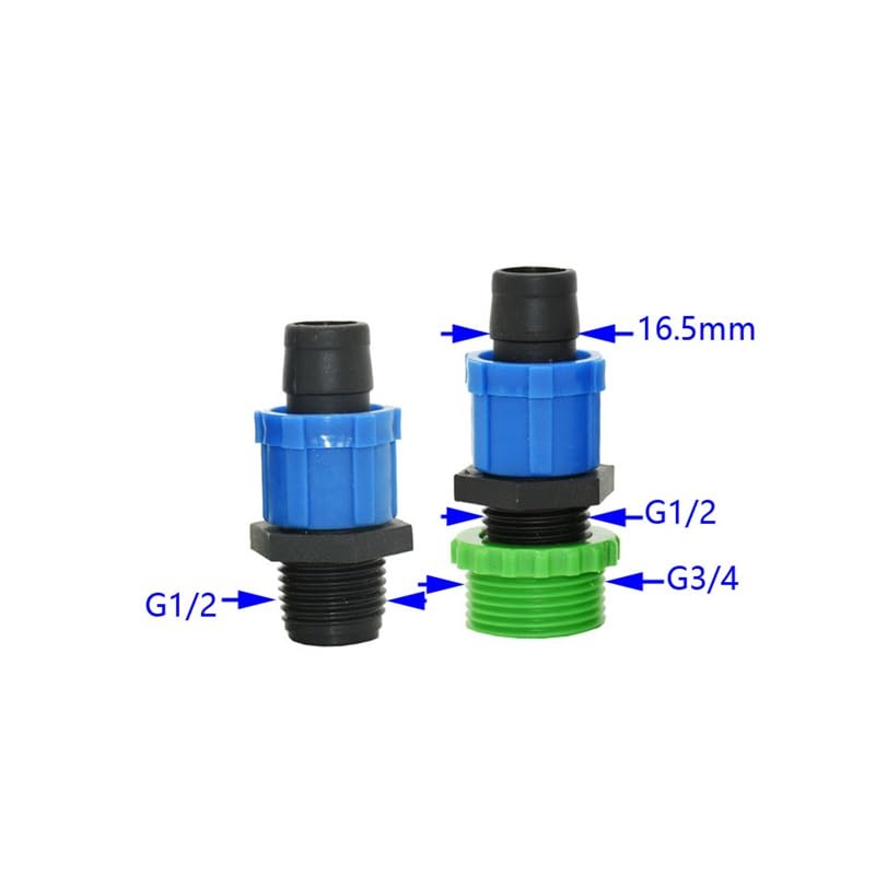40pcs connettore a nastro gocciolante maschio da 3/4 "1/2" a 16mm dado di bloccaggio for adattatore for irrigazione a effetto serra(1/2" to 3/4")