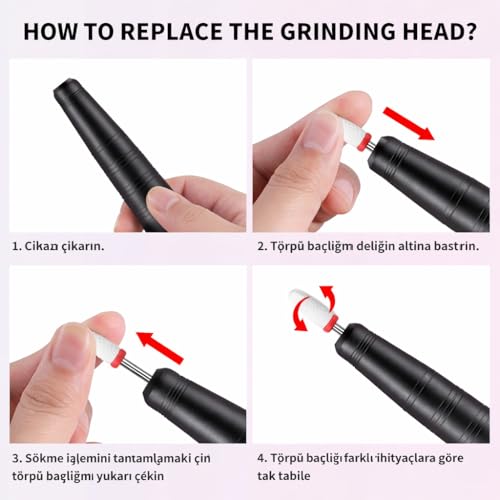 DailyTech Kablosuz Elektrikli Tırnak Törpüsü, Şarjlı Profesyonel Manikür Pedikür Cihazı, Taşınabilir Nail Drill L1, Type-C Şarj, 3 Hız Ayarı, İleri Geri Dönüş