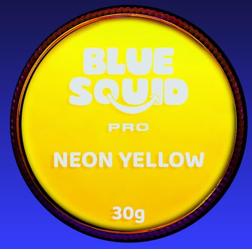 Blue Squid PRO Face Paint - Professional Water Based Single Cake Facepaint & Body Paints - SFX Makeup, Kids Adults Painting for Costume, Halloween Face Paints for Children - Neon Yellow 30g / 1oz