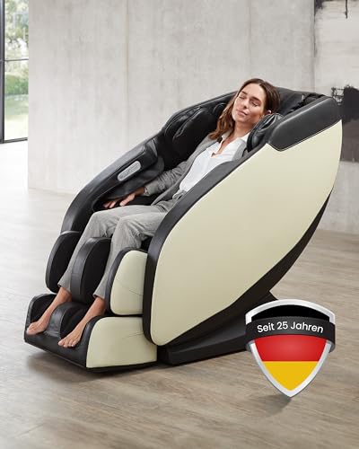 WELCON Massagesessel Prestige II in schwarz weiß - 3D Massagesessel für zuhause mit Zero Gravity, Wärmefunktion und 6 Automatikprogrammen