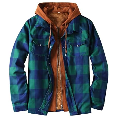 DRESCOKLJ Holzfäller Hemden Herren Gefüttert Thermohemd Arbeitsjacke Dicker Warm Winterjacke Knopfleiste Hemdjacke Lässig Fleecejacke Outdoor Softshelljacken Cover