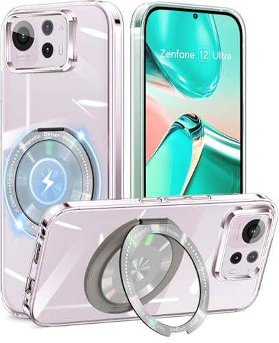 Cexitesuo For ASUS Zenfone 12 Ultra �P�[�X �N���A �����O�t�� 360°��]�X�^���h �ϏՌ� Zenfone 12Ultra �J�o�[ ���^ �y�� �l�C zenfone 12 ultra �X�}�z�P�[�X ���� TPU �ԍڃz