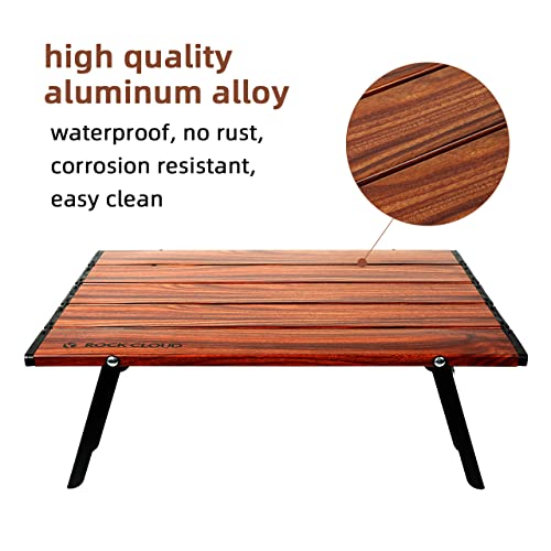 ROCK CLOUD Mesa de Playa Portátil de Aluminio Ultraligera Plegable para Camping, Grano de Madera miniatura 6