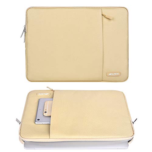 Image of MOSISO Laptop Sleeve Bag Compatible with 13-13.3 inch MacBook Pro, MacBook Air, Notebook Computer, Vertical Style Water Repellent Polyester Protective Case Cover with Pocket, Camel
