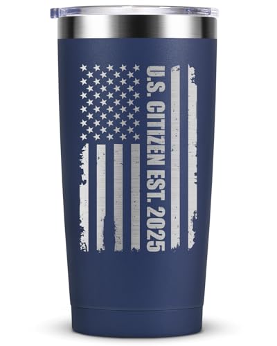 American Citizenship Gifts- 2026 Us Citizenship Gifts - Party Decoration - New US Citizen Gift 20oz Stainless Steel Insulated Tumbler, Black