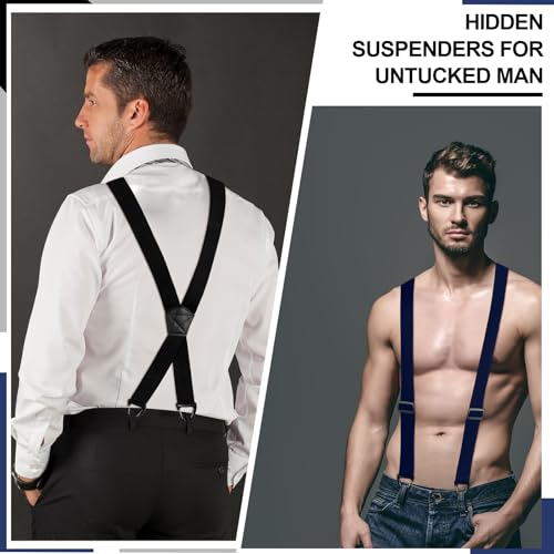 Image of Janmercy 2 Pcs X Back Hidden Suspenders for Men