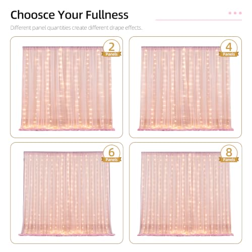 20x10ft Pink Tulle Backdrop Curtains with Lights String for Parties,Wrinkle Free Sheer Curtain with Lights Wedding Photo Backdop Drapes for Baby Shower Birthday Party Photography Home Decorations by Party Talk - Used condition - Image 9