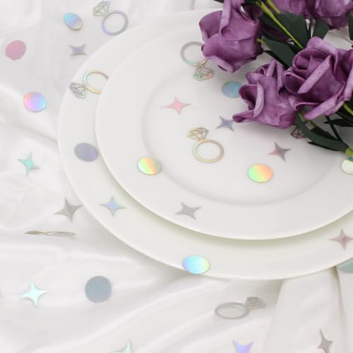 Image of 300 PCS Iridescent Bachelorette Confetti, Engagement Confetti Wedding Shower Table Decorations, Ring Table Scatters for Bridal Shower Decorations
