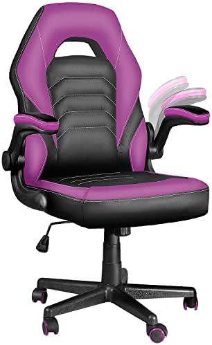 Toszn DT550 Video Game Chairs, Gamer Chair for Adults, Computer Gaming Chair 330lb Capacity, Gaming Chairs for Teens, Racing Style Gaming Office Chair with flip-up Arms and Lumbar Support, Purple