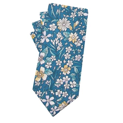 Image of Mantieqingway Men's Cotton Floral Neck Tie 2.56'' Printed Skinny Tie