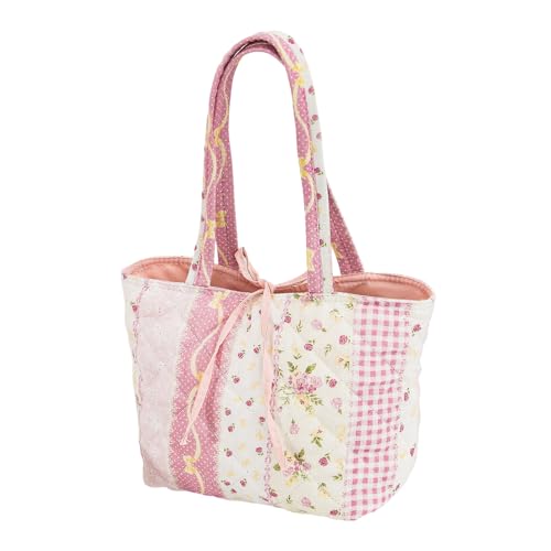 Cymwer Bolso Acolchado Lovey para Mujer, Grande, Floral, Esponjoso, Resistente, con cordón hinchado, para Axilas, Viajes, Citas, Compras (Estilo D)