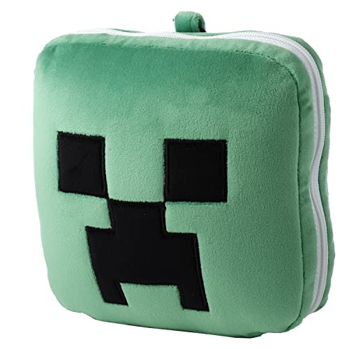 Relaxeazzz Minecraft Creeper Shaped Plush Travel Pillow & Eye Mask, Sleep Eye Mask Masks