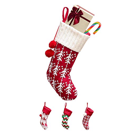 ANPI Medias Navideñas, Calcetín de Navidad Grande Bolsa de Dulces de Regalo para Niños Decoraciones Adornos para Árboles de Navidad