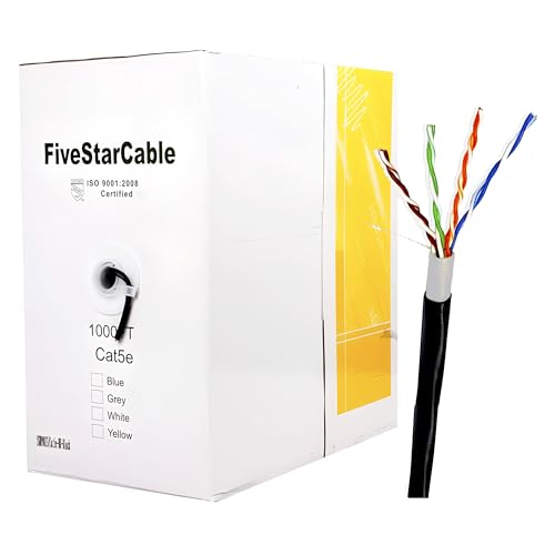 Cable Ethernet Cat5e 1000 ft con doble funda impermeable negro miniatura 1