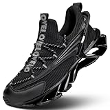 Men's Trail Runners Fashion Sneakers Breathable Mesh Running Shoes Blade Non Slip Casual Athletic Walking Shoes All Black