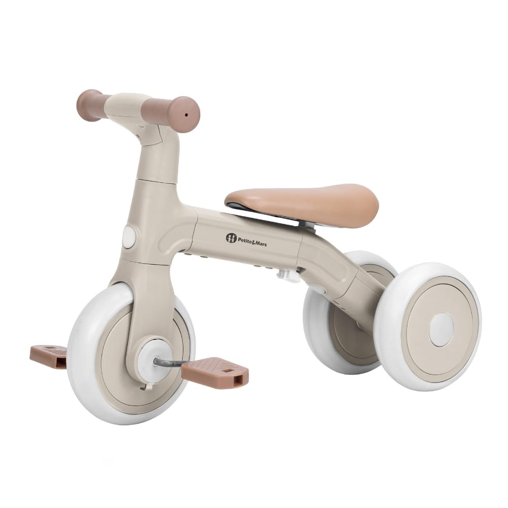PETITE&MARS Draisienne Bébé Bingo, Vélo 3 en 1 pour bébé 1-2 Ans (12-24 Mois), Premier vélo à 3 Roues, Mini Tricycle avec Pédales (Blanc)