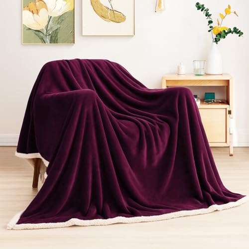 Image of VAS COLLECTIONS Premium Sherpa Flannel Blanket | 480 GSM Ultra-Soft Plush Heavyweight Heavy Winter Comforter | Warm Double Bed Blanket for Winter (88x88 Inches, 3200 g) (Maroon, Double (3200 g))