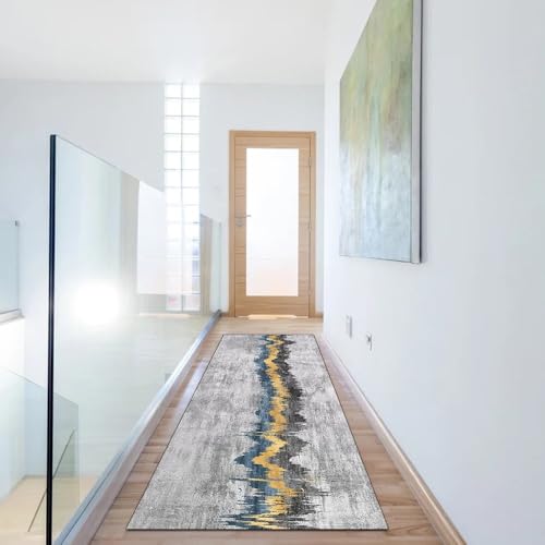 Alfombra decorativa de pasillo gris abstracto de diseño 40x300 cm 6