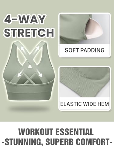 Image of Sports Bras for Women High Support, Multipack Padded Supportive Criss Cross Back Wireless Running Yoga Workout Bra